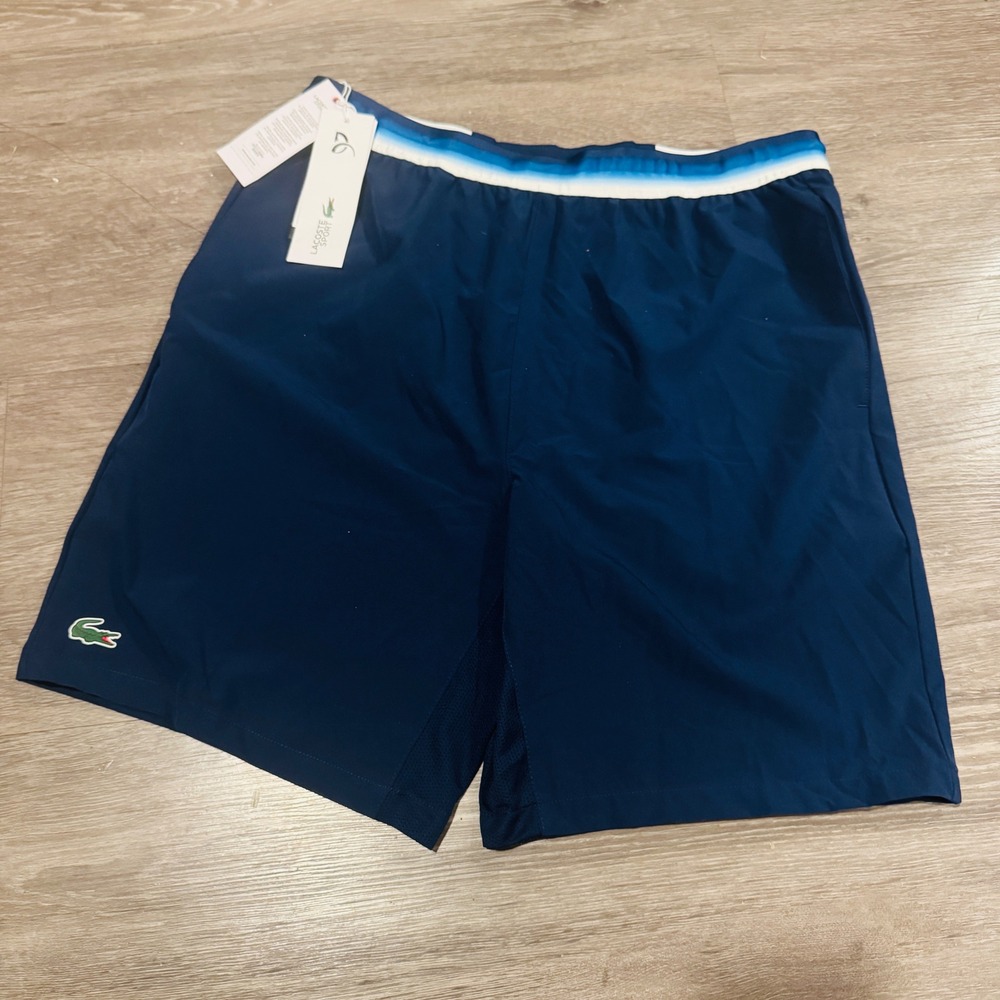 Lacoste Sport Novak Djokovic Blue Tennis Shorts GH0880 Mens Size 4 Medium NWT